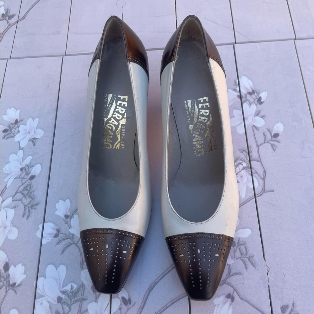 Ferragamo Two-Tone Leather Heels